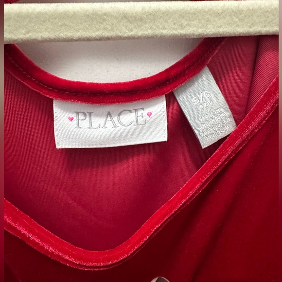 Girls Red Velour Skater Dress - Picture 4 of 4